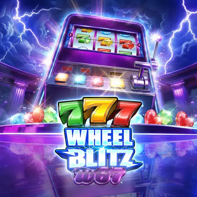 Tampilan visual slot 777 Wheel Blitz dengan simbol permata dan roda hadiah