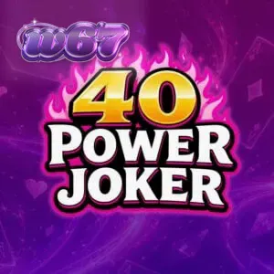 Tampilan visual mesin slot 40 Power Joker dengan simbol buah klasik dan latar belakang galaksi.
